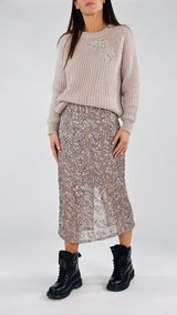 Gonna tulle paillettes foglia T.