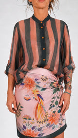 Camicia organza riga larga H.