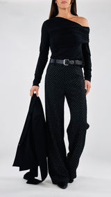 Pantalone palazzo microstrass H.