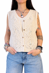 Gilet crochet+paillettes
