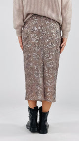 Gonna tulle paillettes foglia T.