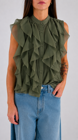 Camicia organza volant