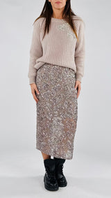 Gonna tulle paillettes foglia T.