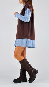 Abito felpa+popeline oxford Vic.