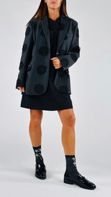 Giacca flanella rosoni macramè T.