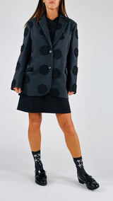 Giacca flanella rosoni macramè T.