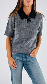 Polo melange spilla strass H.