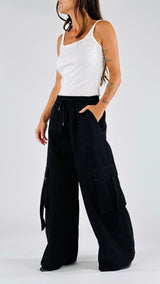 Pantalone drill palazzo cargo T.