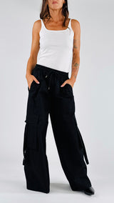 Pantalone drill palazzo cargo T.