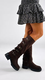 Biker eco camoscio fibbie