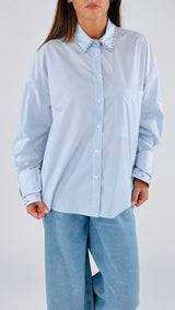 Camicia over popeline strass Vic.