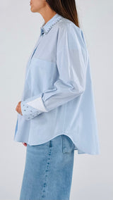 Camicia over popeline strass Vic.