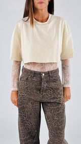 T-shirt crop+body pizzo H.