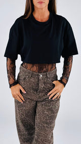 T-shirt crop+body pizzo H.