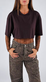 T-shirt crop+body pizzo H.