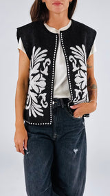 Gilet maglia tessuto ricamato T.