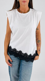 T-shirt spallina pizzo T.