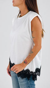 T-shirt spallina pizzo T.