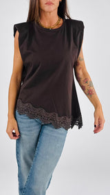 T-shirt spallina pizzo T.