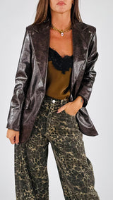 Giacca ecopelle invecchiata H.