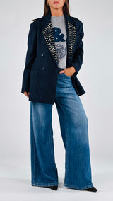 Giacca gessata borchie T.