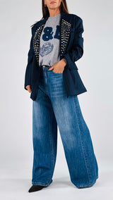 Giacca gessata borchie T.