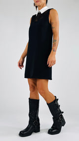 Abito scollo pizzo+colletto T.