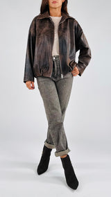 Bomber ecopelle invecchiato H.