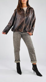 Bomber ecopelle invecchiato H.