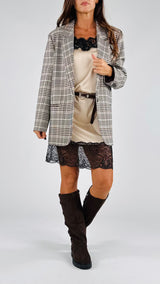 Giacca check fodera bordeaux Vic.