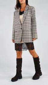 Giacca check fodera bordeaux Vic.