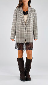 Giacca check fodera bordeaux Vic.