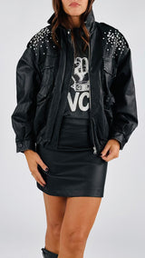 Bomber ecopelle stone strass H.