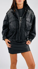 Bomber ecopelle stone strass H.