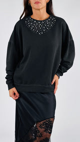 Felpa strass+cabochon H.