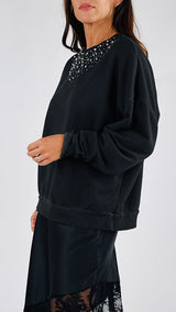 Felpa strass+cabochon H.