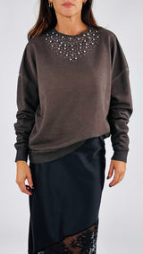 Felpa strass+cabochon H.