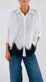 Camicia gessata+pizzo T.