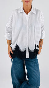 Camicia gessata+pizzo T.