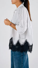 Camicia gessata+pizzo T.