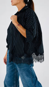 Camicia gessata+pizzo T.