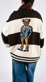 Cardigan righe orso H.