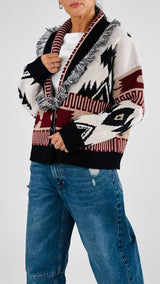 Cardigan jacquard azteco Vic.