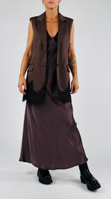 Gilet lungo fiammato+pizzo Vic.