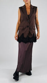 Gilet lungo fiammato+pizzo Vic.