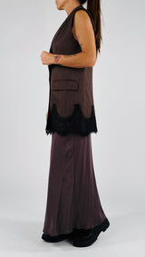 Gilet lungo fiammato+pizzo Vic.