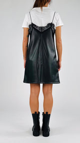 Abito sottoveste ecopelle+pizzo H.