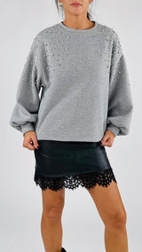 Felpa manica baloon cabochon H.