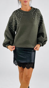 Felpa manica baloon cabochon H.