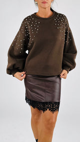 Felpa manica baloon cabochon H.